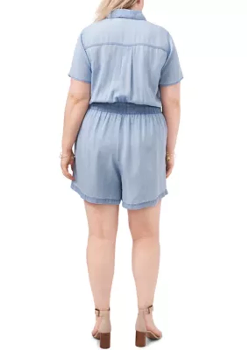 Plus Button Down Romper