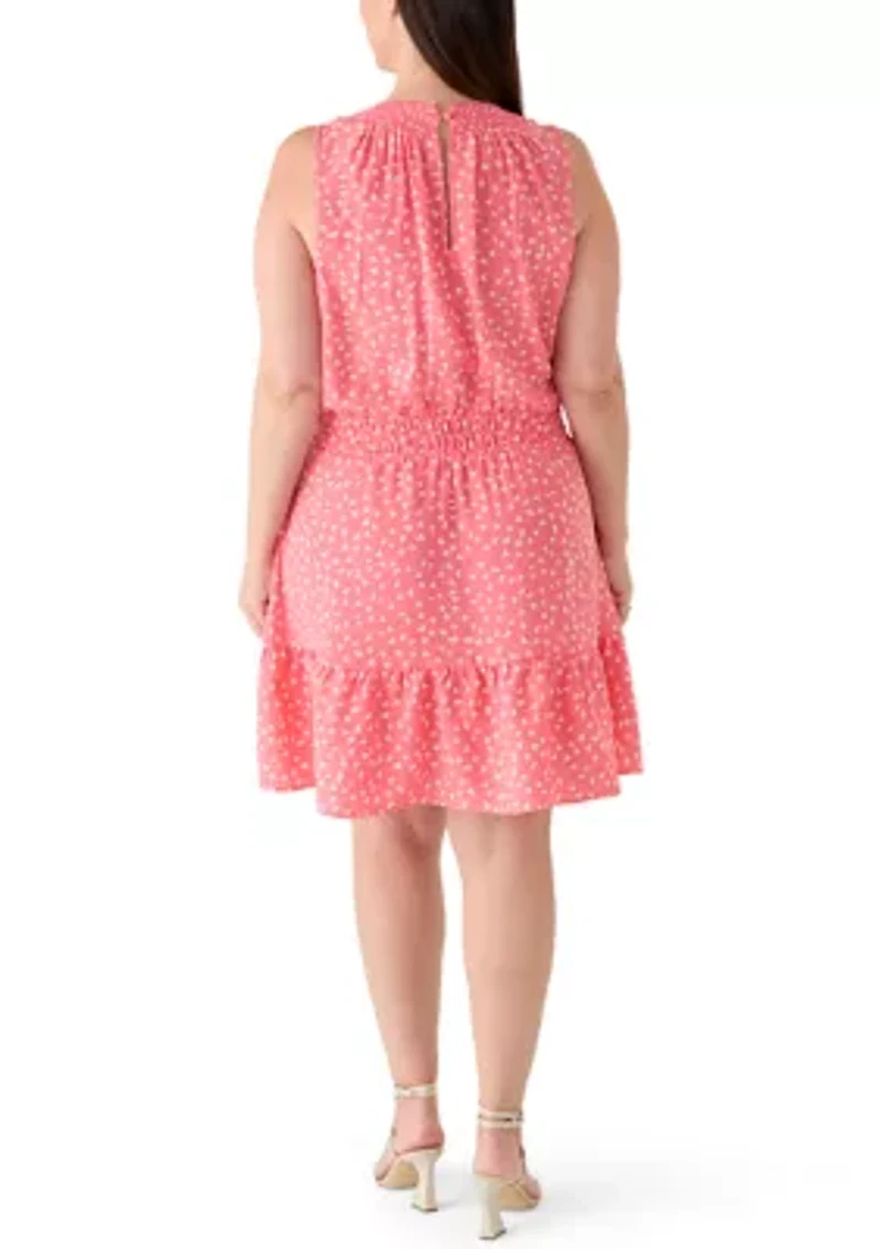 Plus Sleeveless Elastic Waist Mini Dress