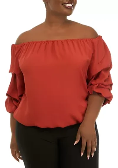 Plus Off the Shoulder Puff Sleeve Top