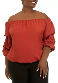 Plus Off the Shoulder Puff Sleeve Top