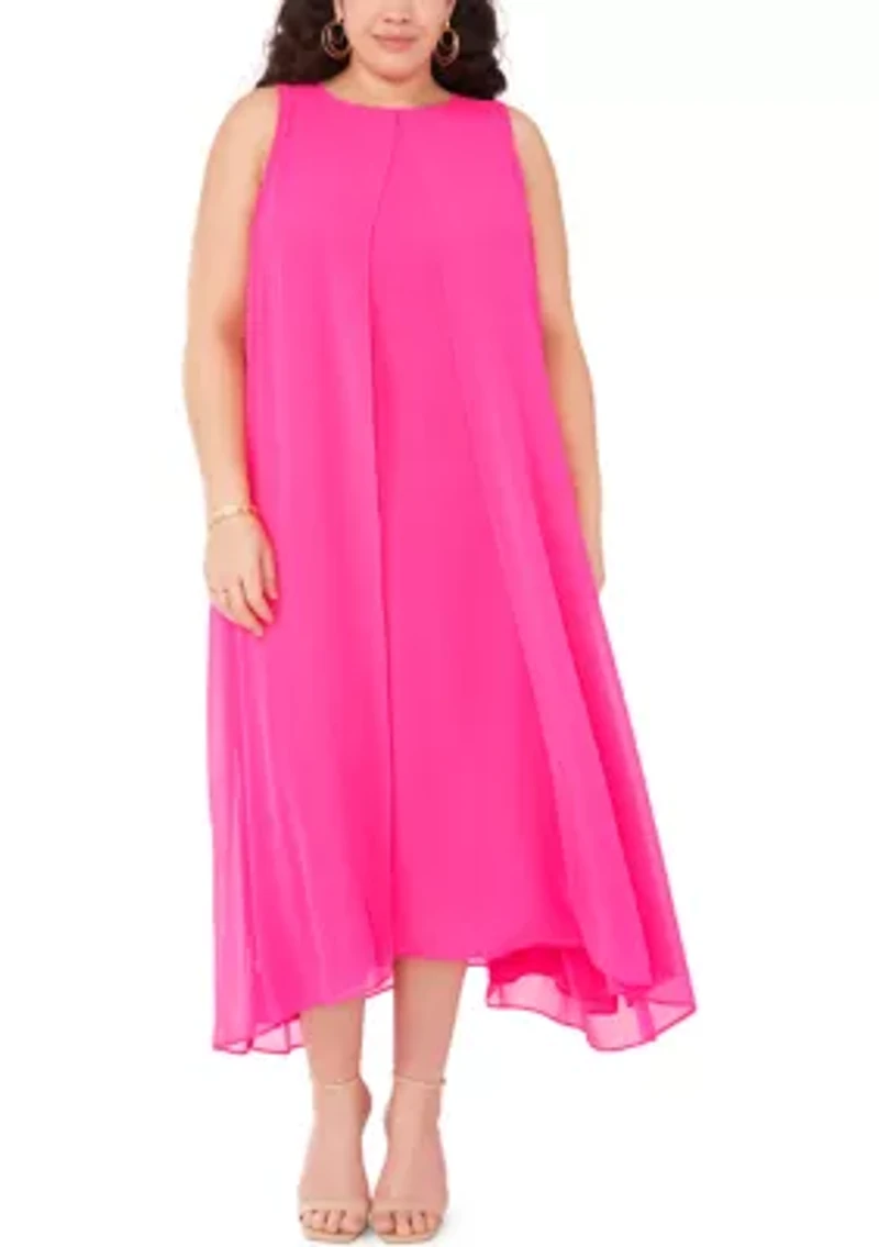 Plus Sleeveless Overlay Dress