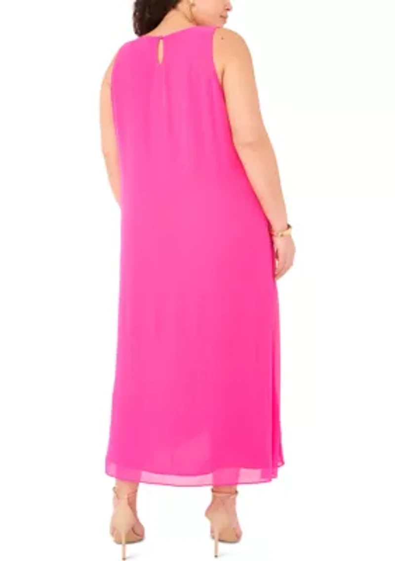 Plus Sleeveless Overlay Dress