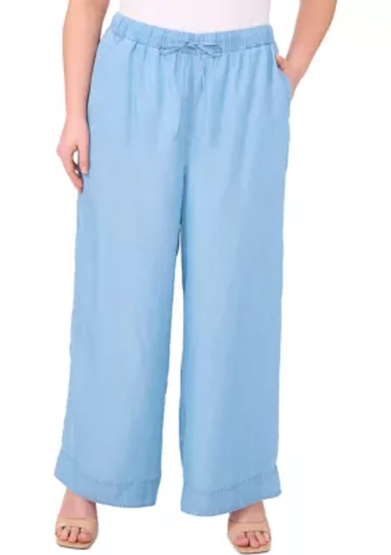 Plus Chambray Pants with Drawstring