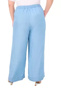 Plus Chambray Pants with Drawstring