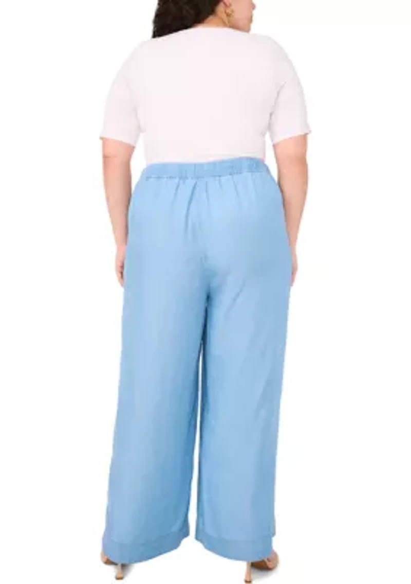 Plus Chambray Pants with Drawstring