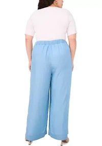 Plus Chambray Pants with Drawstring
