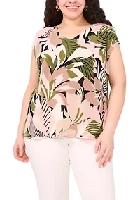 Plus Printed V-Neck Top