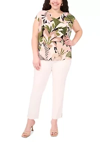 Plus Printed V-Neck Top