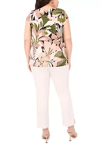 Plus Printed V-Neck Top