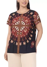 Plus Crew Neck Short Sleeve Split Back T-Shirt