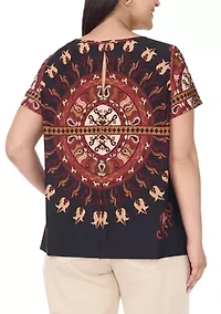 Plus Crew Neck Short Sleeve Split Back T-Shirt