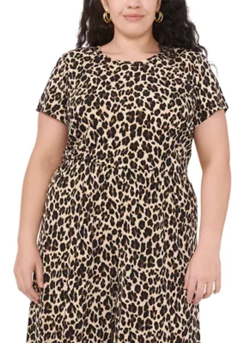 Plus Crew Neck Short Sleeve Split Back T-Shirt