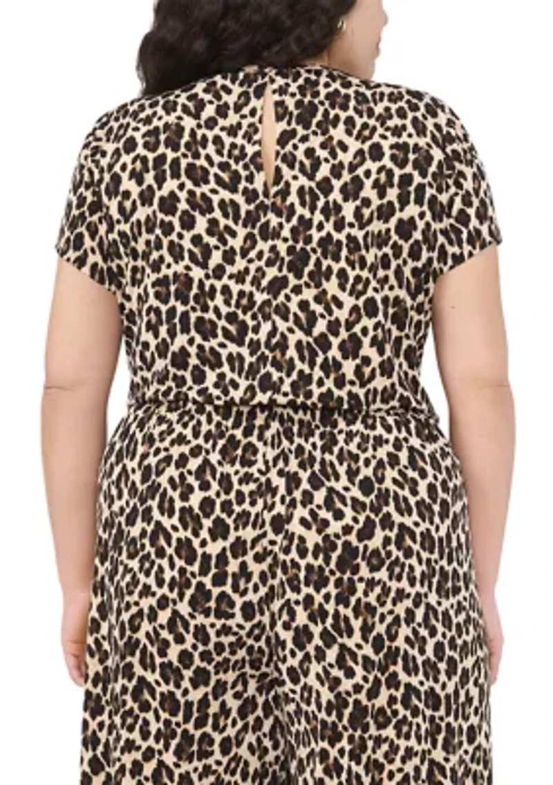 Plus Crew Neck Short Sleeve Split Back T-Shirt