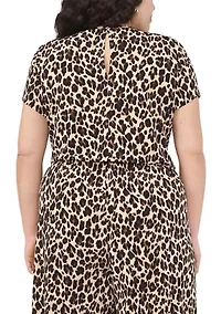 Plus Crew Neck Short Sleeve Split Back T-Shirt