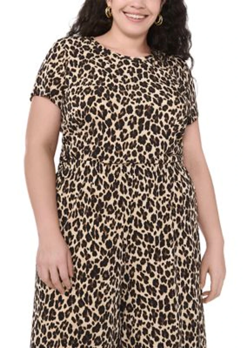 Plus Crew Neck Short Sleeve Split Back T-Shirt