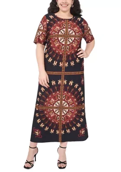 Plus Short Sleeve Crew Maxi Dress