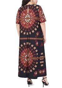 Plus Short Sleeve Crew Maxi Dress