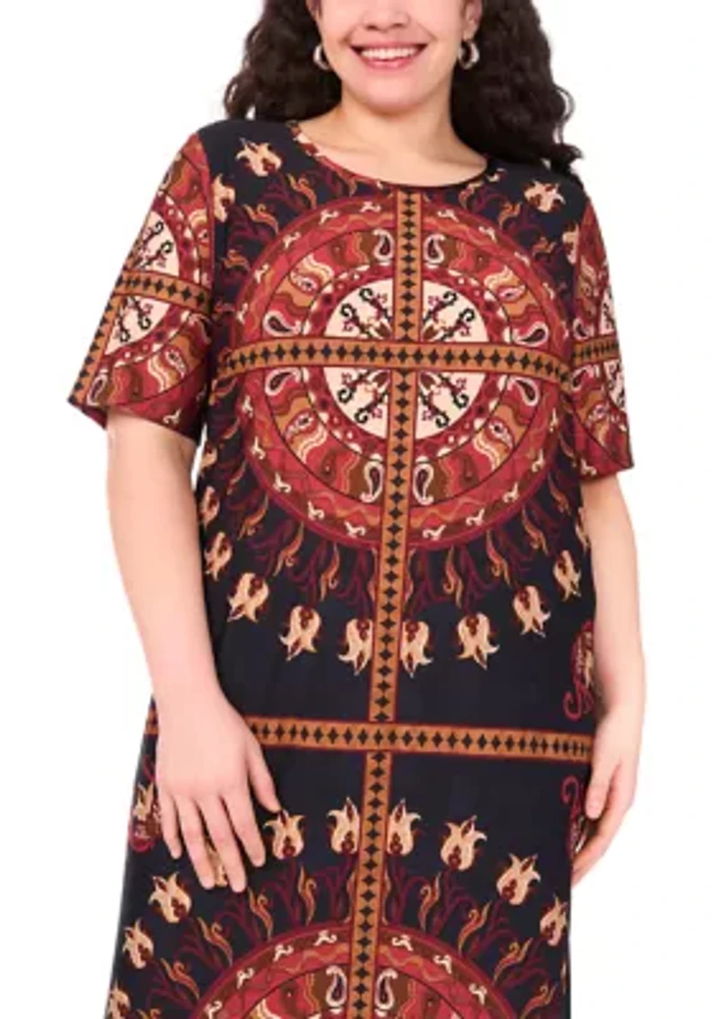 Plus Short Sleeve Crew Maxi Dress