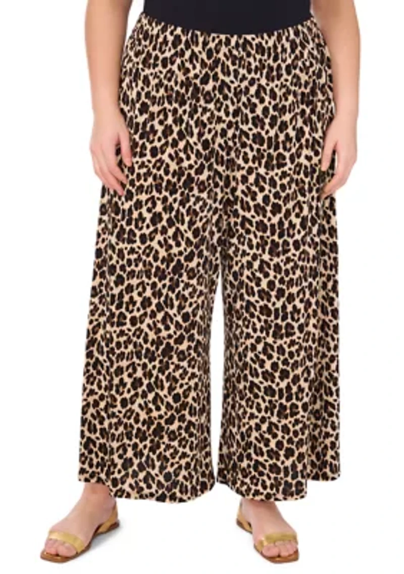 Plus Wide Leg Printed Pants