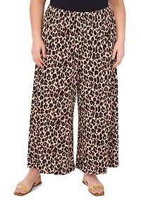 Plus Wide Leg Printed Pants