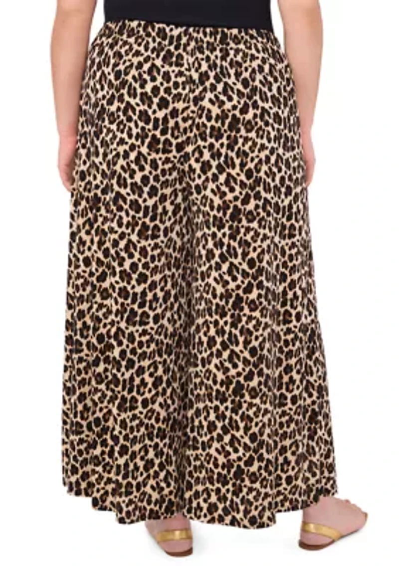 Plus Wide Leg Printed Pants