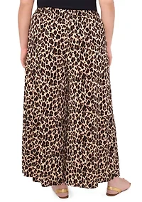 Plus Wide Leg Printed Pants