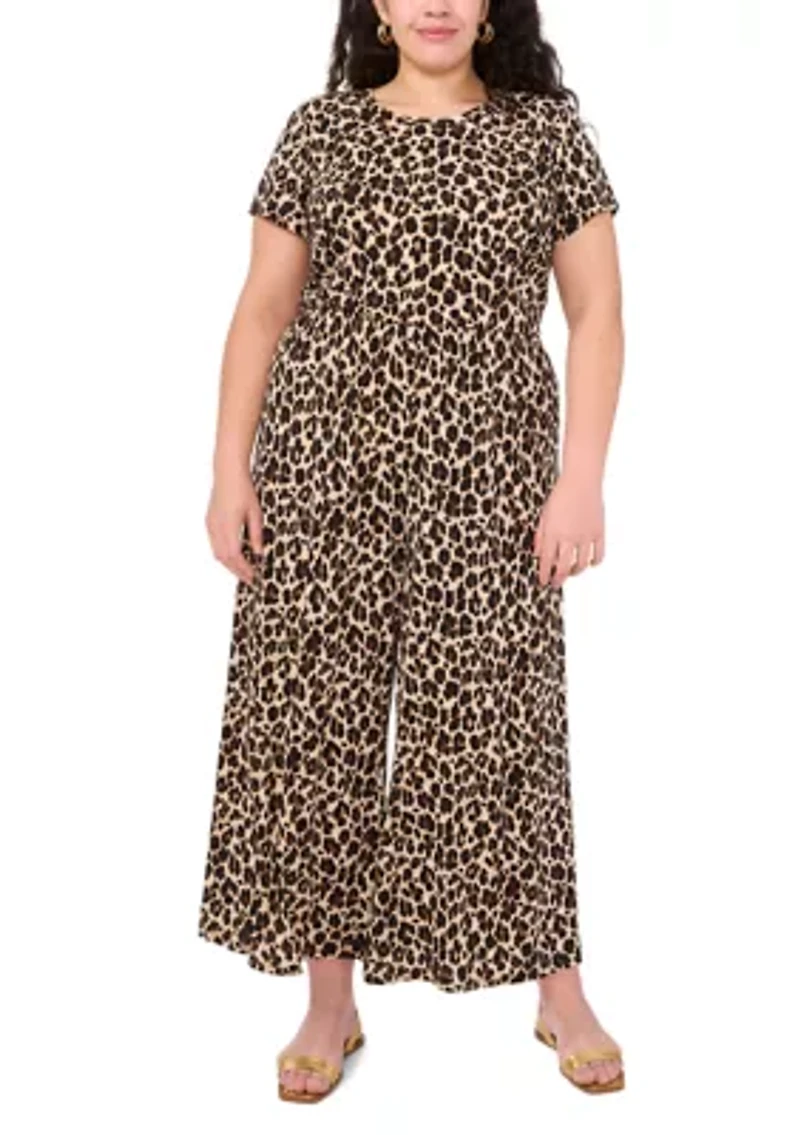 Plus Wide Leg Printed Pants