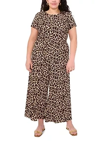 Plus Wide Leg Printed Pants