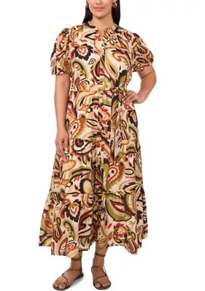 Plus Short Sleeve Front Dress with Tie
