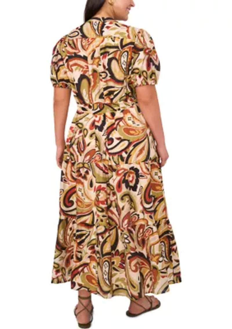 Plus Short Sleeve Front Dress with Tie