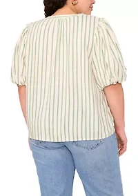 Plus Puff Sleeve Organdy Top