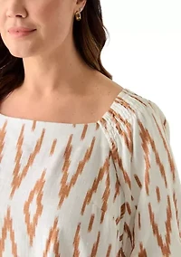 Plus Square Neck Puff Sleeve Raglan Top