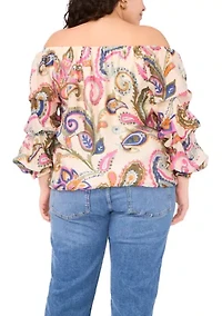 Plus Off the Shoulder Bubble Sleeve Top