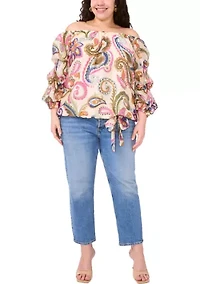 Plus Off the Shoulder Bubble Sleeve Top
