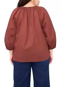 Plus Split Neck Blouse