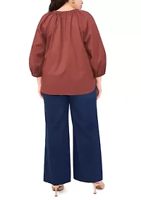 Plus Split Neck Blouse