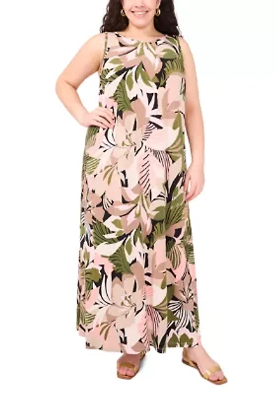 Plus Printed Sleeveless Dress