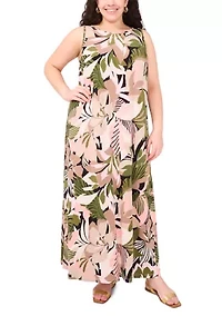 Plus Printed Sleeveless Dress