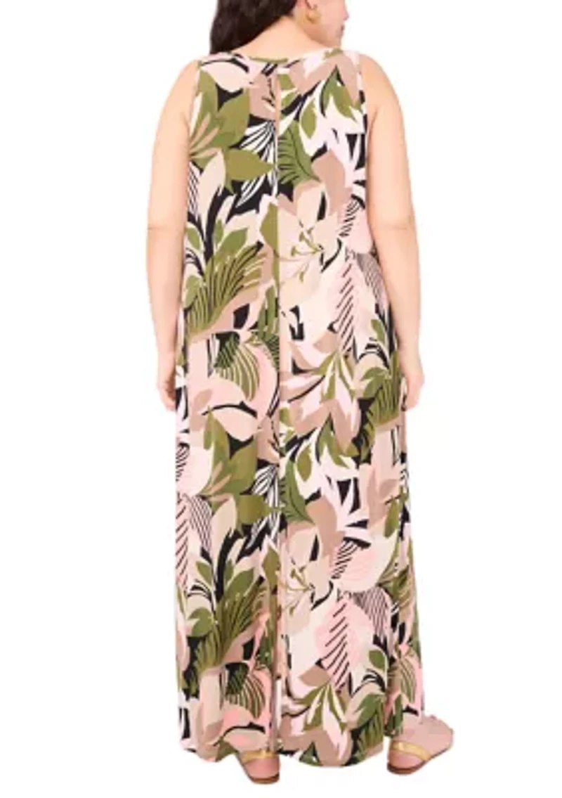 Plus Printed Sleeveless Dress