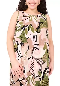 Plus Printed Sleeveless Dress