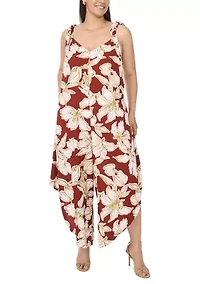Plus Tie Shoulder Jumpsuit