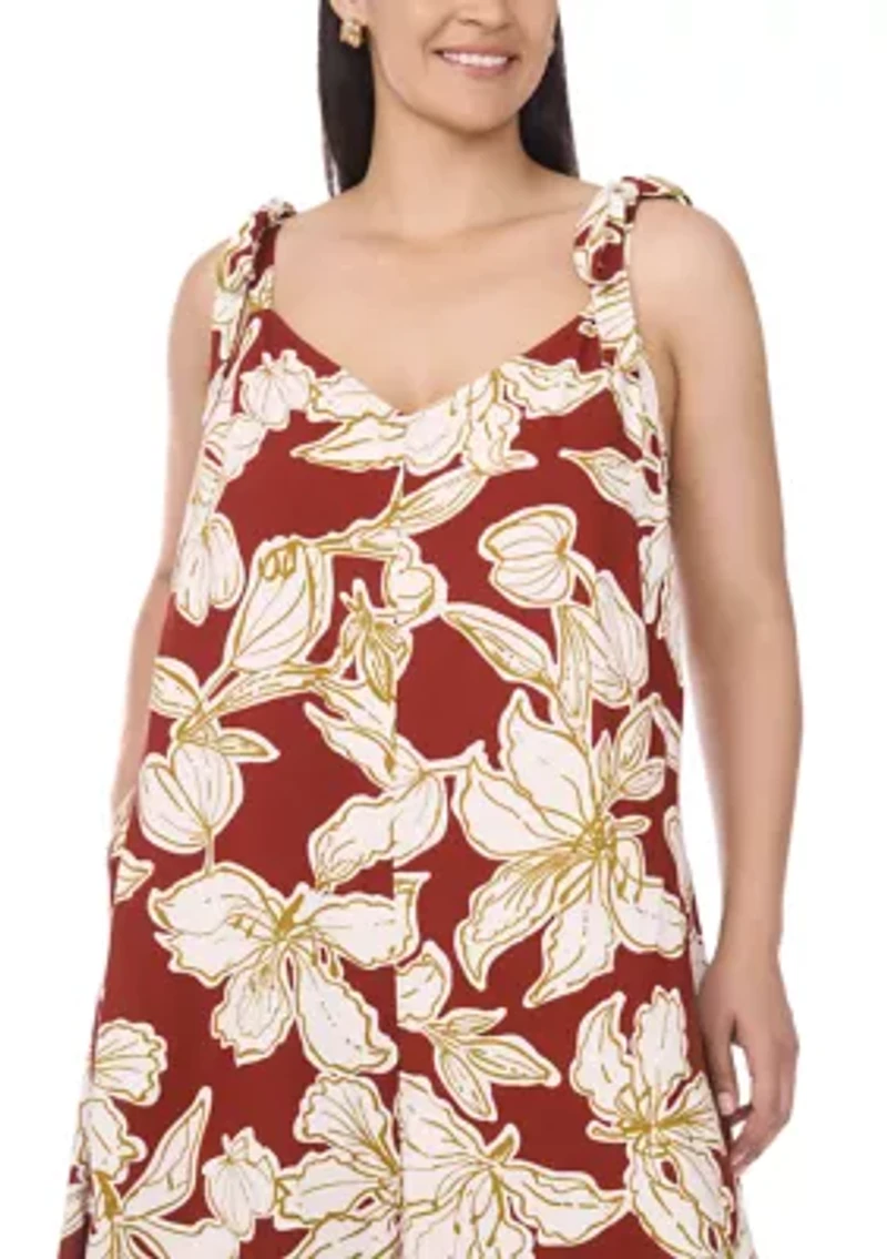 Plus Tie Shoulder Jumpsuit