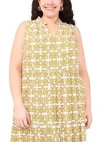 Plus Sleeveless Printed Tiered Maxi Dress