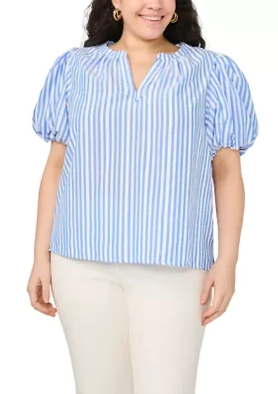 Plus Puff Sleeve Shirt Dress