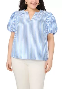Plus Puff Sleeve Shirt Dress