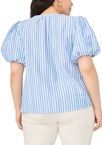 Plus Puff Sleeve Shirt Dress
