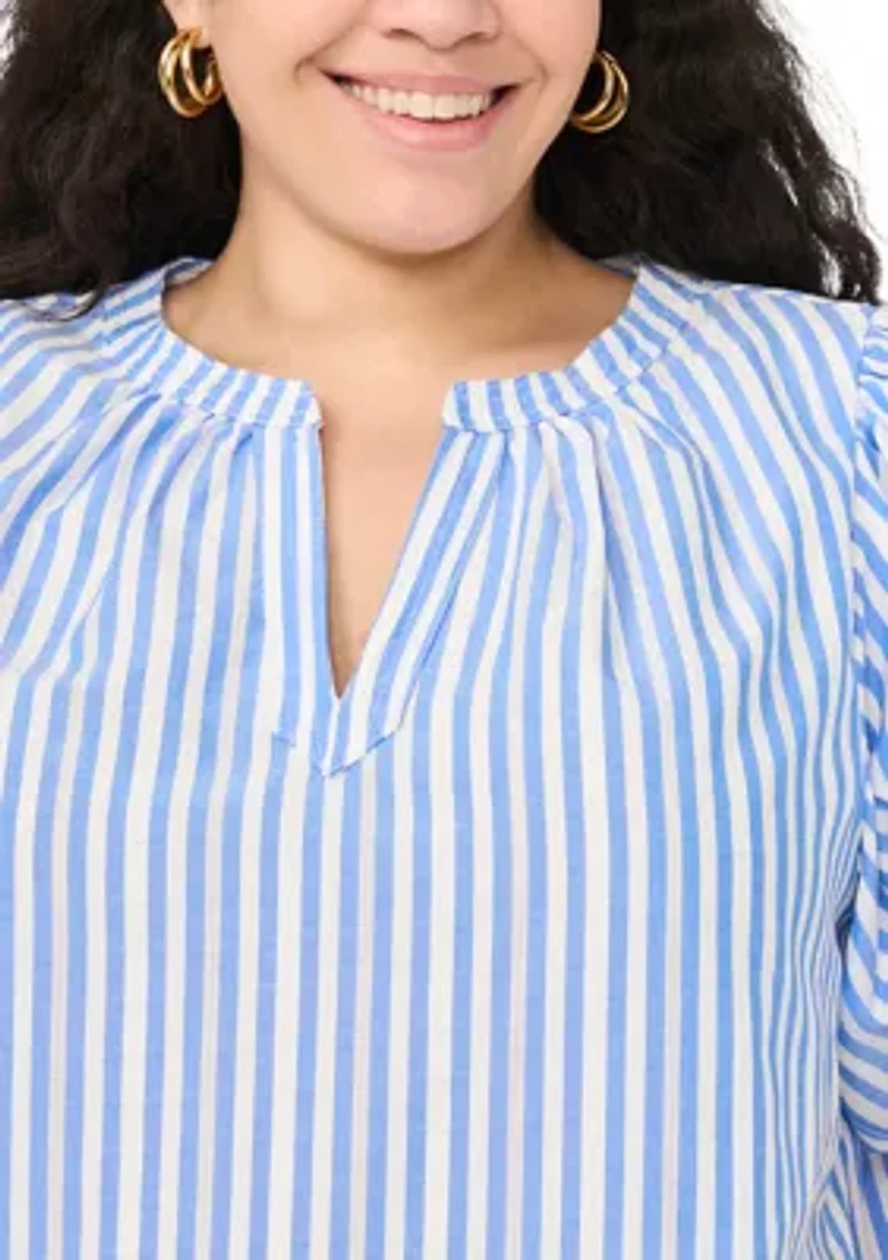 Plus Puff Sleeve Shirt Dress