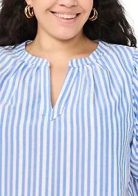 Plus Puff Sleeve Shirt Dress