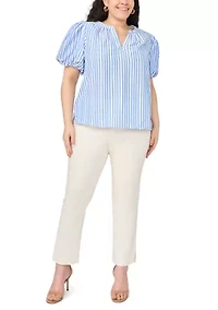 Plus Puff Sleeve Shirt Dress