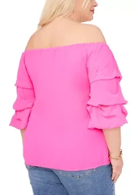 Plus Tier Sleeve Blouse